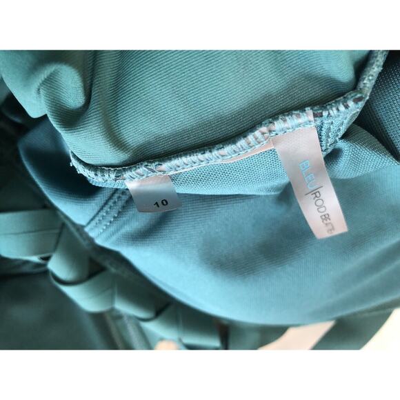 Bleu By Rod Beattie 8 Black Teal Green Tankini Swimsuit Criss Cross Thick Sz 10 - Picture 4 of 5